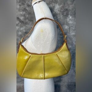St. John Yellow Leather Shoulder Bag with Brown Strap B6